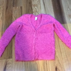 Girls Hot pink cardigan sweater